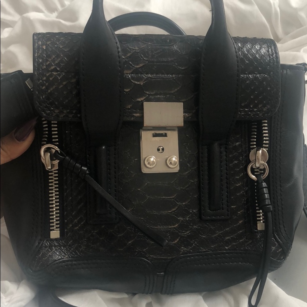 3.1 Phillip Lim black snake print mini purse
